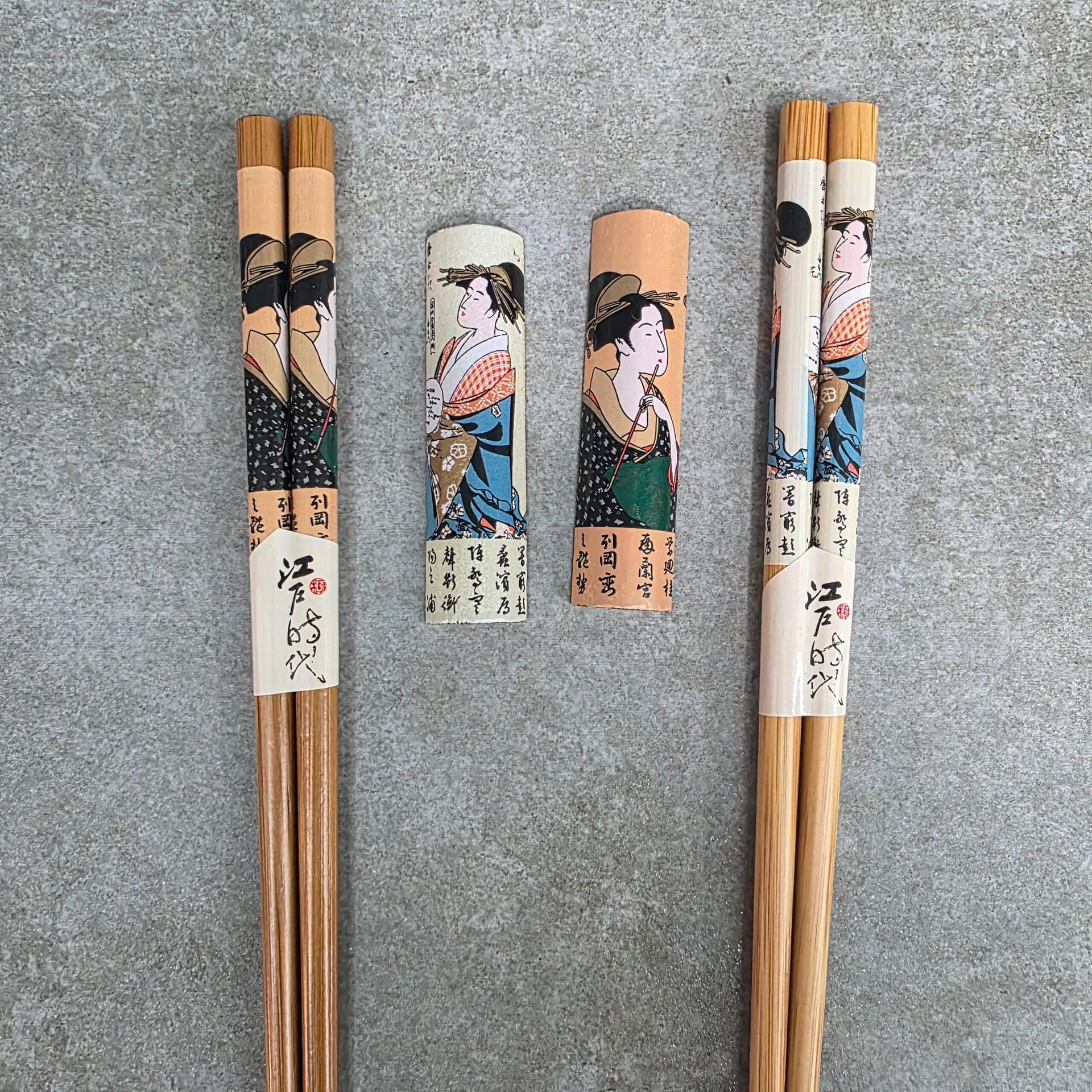 Juego de palillos y soporte para geisha - Imagen 4