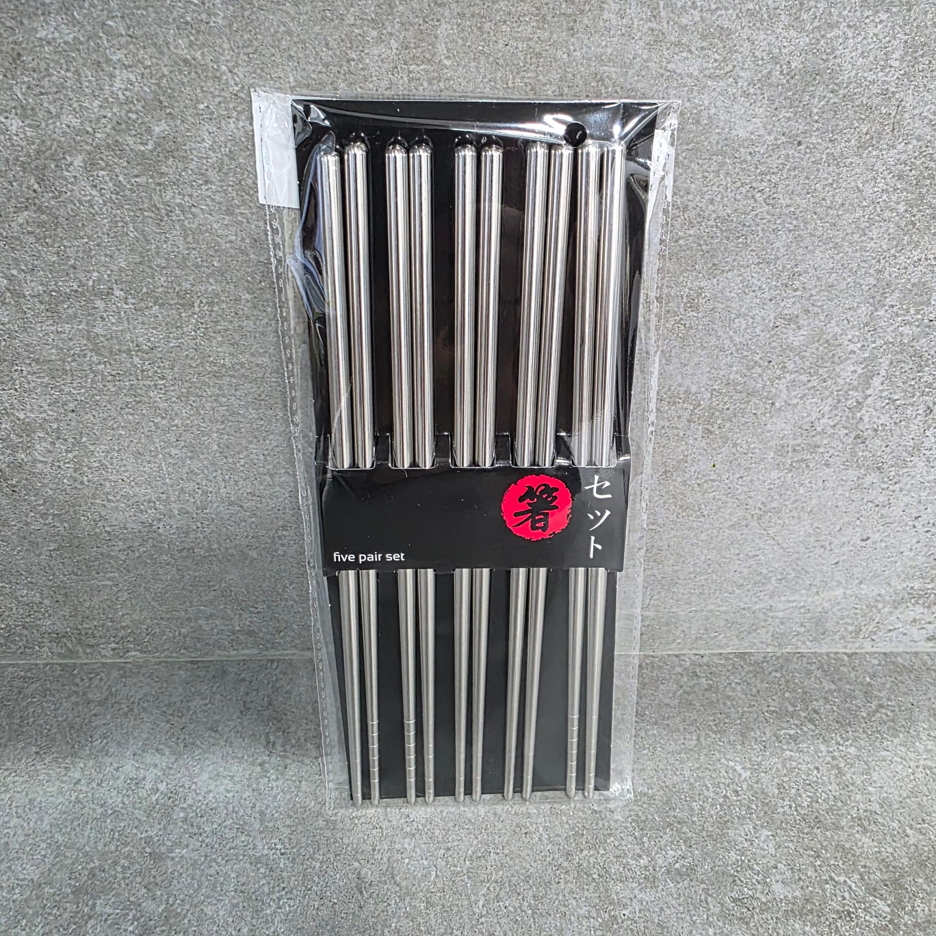 Juego de 5 pares de palillos de acero inoxidable - Imagen 2