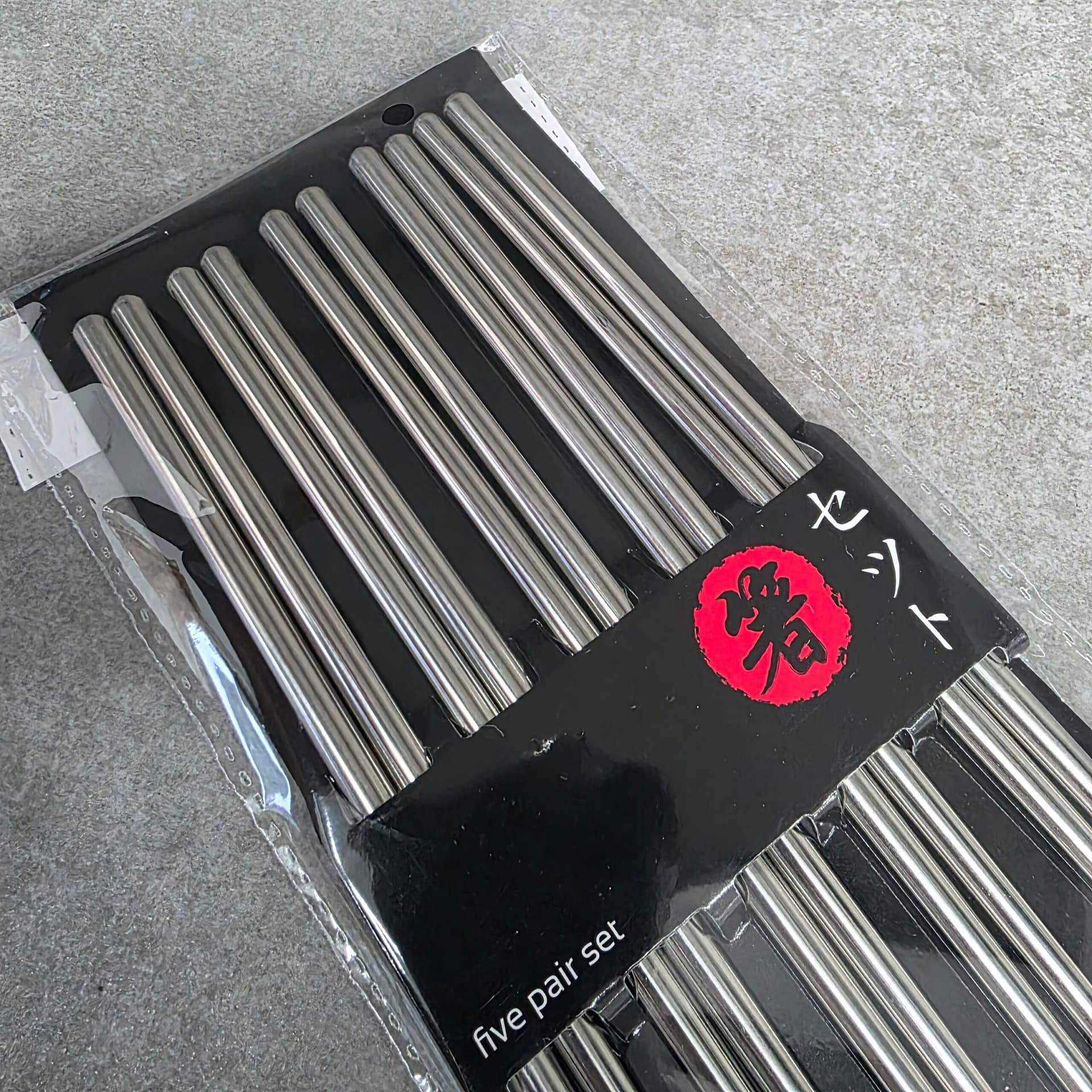 Juego de 5 pares de palillos de acero inoxidable - Imagen 4